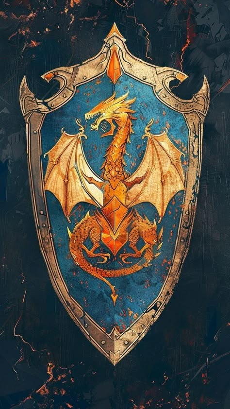 Animal Knight, Knight Emblem, Scenario Planning, Dragon Blue, Heraldry Design, Dnd Inspiration, Knight Shield, Dragon Shield, Dragon Icon