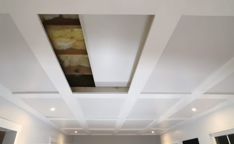 Faux Coffered Ceiling, Diy Coffered Ceiling, Finish Basement Ceiling, Drop Ceiling Basement, Basement Ceilings, Drop Ceilings, Ceiling Diy, Ceiling Basement, Finish Basement