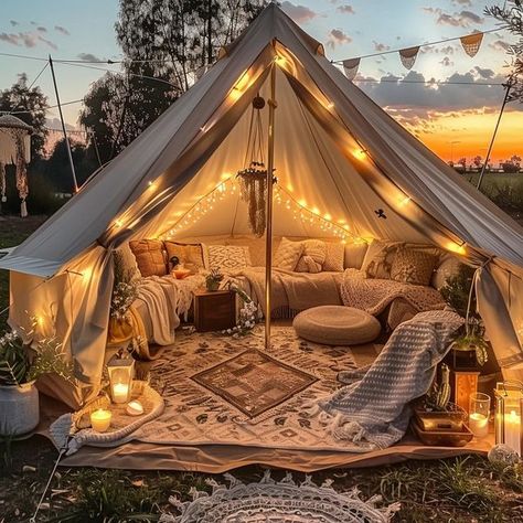 Glamping Inspiration, Boho Tent, Outdoor Decor Ideas, Dream Bedroom Inspiration, Bell Tent, Redecorate Bedroom, Backyard Inspo, Dream Room Inspiration, Cozy Place