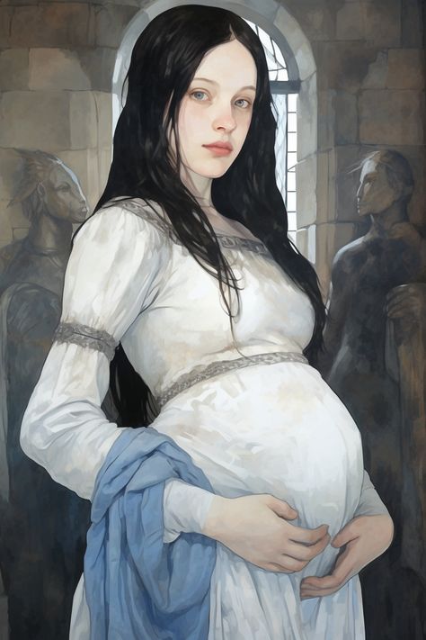 Lyanna And Rhaegar Fanart, Rhaegar And Lyanna Fanart, Fantasy Pregnant Art, Lyanna Stark Aesthetic, Lyanna Stark Fanart, Lyanna Stark Art, Blue Haired Characters, Italian Character, Rhaegar And Lyanna