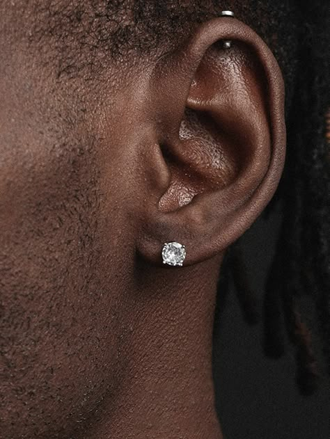 Two Earings Piercings, Pharrell Williams Outfits, Diamond Studs For Men, Mens Diamond Stud Earrings, Mens Diamond Earrings, Studs For Men, Mens Earrings Studs, Cool Ear Piercings, Stud Earrings For Men