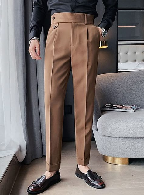 Formal Pant For Men, Gurkha Pants, Men Pants Pattern, Black And White Suit, Men's Dress Pants, Black And White Pants, Pants Pocket, Formal Pants, Mens Casual Dress Outfits