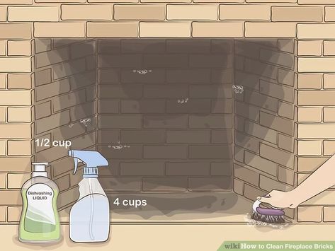 How To Clean Fireplace, Cleaning Fireplace, Fireplace Bricks, Fireplace Cleaner, Fireplace Cleaning, Cleaning Brick, Wash Brick Fireplace, White Wash Brick Fireplace, How To Clean Brick