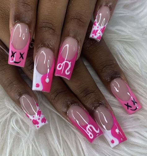 Girly Acrylic, Lilac Nails, Acrylic Nail Set, Long Acrylic Nail Designs, Colored Acrylic Nails, Girly Acrylic Nails, French Tip Acrylic Nails, Dope Nail Designs, Short Square Acrylic Nails