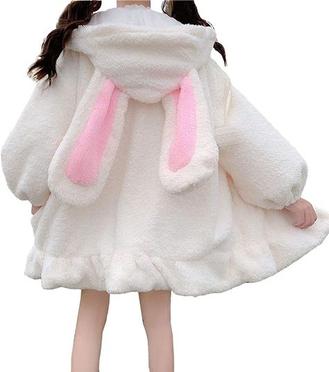 Bunny Ear Hoodie, Hoodies For Teens, Top Cosplay, Kawaii Hoodies, Fluffy Rabbit, Bunny Hoodie, Goth Kawaii, White Bunny, Hoodie Jumper