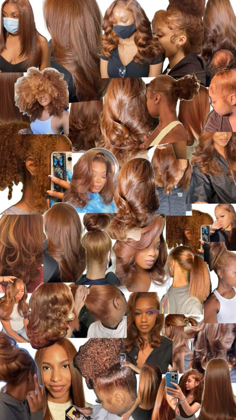 Hair Color Ideas Highlights, Long Hair Color Ideas, Adore Hair Dye, Dark Ginger, Copper Brown Hair, Hair Color For Dark Skin, Dyed Curly Hair, French Curl, Honey Brown Hair