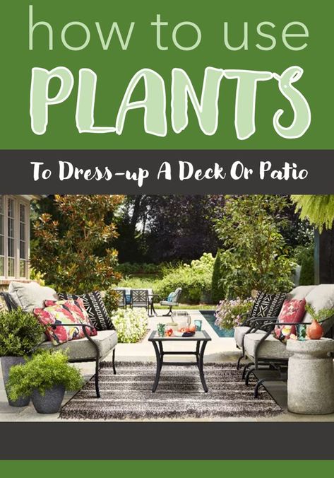 Patio Greenery Ideas, Modern Balcony Garden, Patio With Plants, Plants On Deck, Balcony Garden Decor Ideas, Outdoor Pergola Ideas, Top Garden Design, Outdoor Deck Decorating, Outdoor Design Ideas