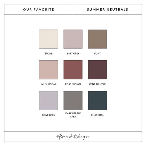 Our Favorite Neutrals For Every Season - flourishstyling.co Neutrals For Soft Summer, Cool Toned Brown Outfit, Soft Shaded Summer, True Summer Browns, Cool Summer Neutrals, Brown Summer Color Palette, Soft Summer Browns, Light Summer Neutrals, Soft Summer Brown