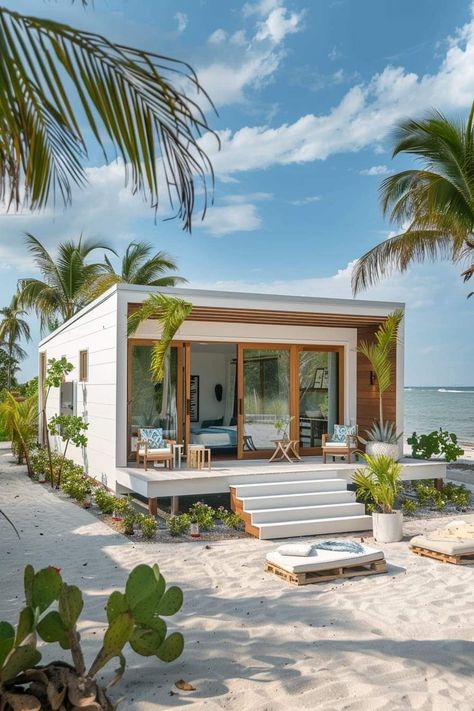 Home On The Beach, Tiny Beach House, A Big House, Small Beach Houses, Downstairs Bedroom, Beach Cabin, Dream Beach Houses, Resort Design, Beach Shack