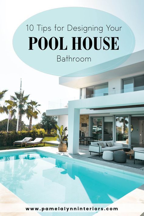 Pool House Workout Room, Pool House Bathroom Decor, Pool Room Ideas Swimming, Small Pool Bathroom Ideas, Inside Pool House, Inside Pool House Ideas, Small Pool House Interior, Pool Cabana With Bathroom, Pool Bathroom Ideas Outdoor