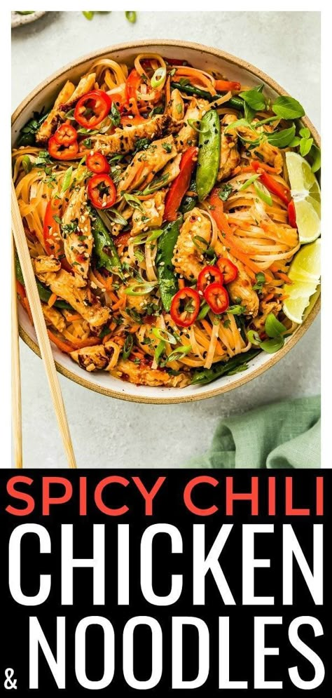 Chili Chicken Noodles, Chinese Chilli Chicken Recipe, Chilli Chicken Stir Fry, Spicy Noodles Recipe, Spicy Chicken Noodles, Chicken Stir Fry With Noodles, Recipes Spicy, Stir Fry Recipes Chicken, Spicy Chicken Recipes