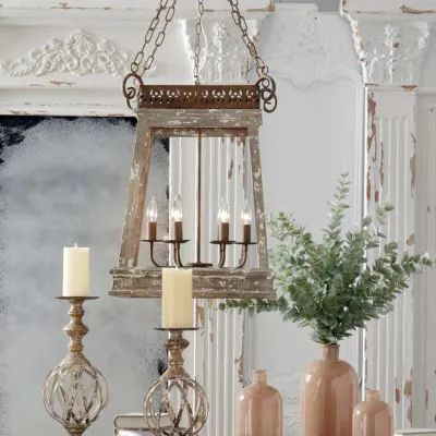 OLD WORLD CHARM | Shop Sales Events Antique Farmhouse Old World Pendant Lighting, Vintage Chandelier Dining Room, Spanish Light Fixtures, Farmhouse Chandelier Kitchen, Painted Arch, Ruffle Bedspread, Sunroom Decor, Foyer Dining Room, French Country Chandelier