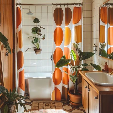 70s Interior, Mid Century Modern Bathroom, Retro Bathrooms, Chic Bathrooms, Bathroom Inspo, Mid Century House, Retro Home, Home N Decor, Dream House Decor