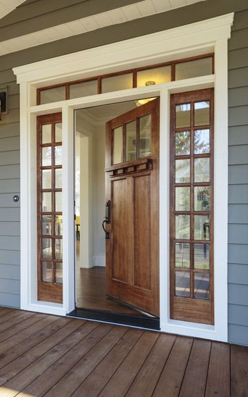 Farmhouse Front Door, Front Door Ideas, Wooden Front Doors, Craftsman Bungalow, Craftsman Style Homes, Farmhouse Front, Craftsmen Homes, Front Door Design, Pergola Plans