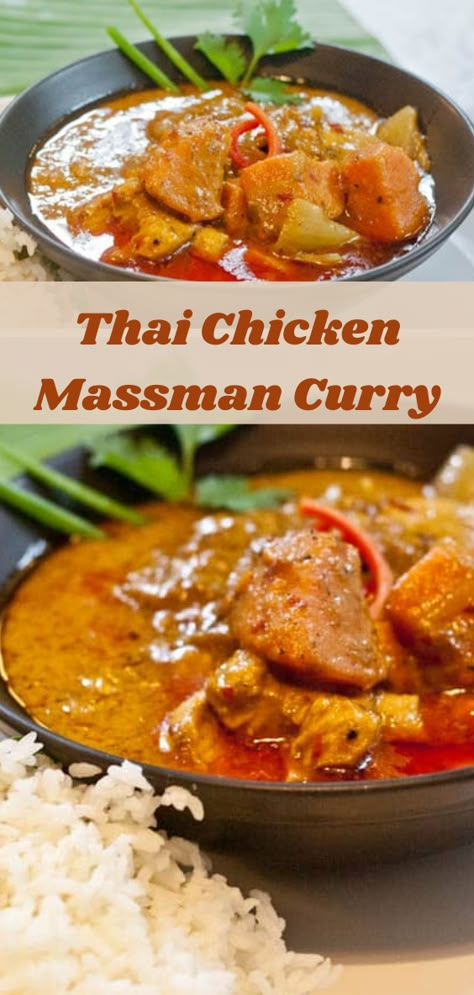 Chicken Massaman, Massaman Curry Recipe, Laap Recipe, Masman Curry Recipe, Thai Massaman Curry Recipe, Thai Massaman Curry Chicken, Chicken Massaman Curry Recipe, Crock Pot Massaman Curry, Massaman Curry Chicken Thai