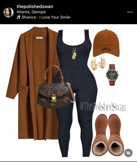 Outfits With Tennis Shoes Black Women, Cute Fall Warm Weather Outfits, Clothes To Wear Around The House, Pulse Size Fall Outfits, Tan Hoodie Outfit Black Women, Sunday Funday Outfit Fall, Casual Winter Lounge Outfits, Fall Designer Outfits, 40 Th Birthday Outfit Ideas