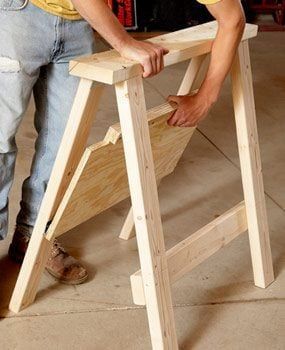 Sawhorse Plans, Folding Sawhorse, Woodworking Jig Plans, Workshop Plans, Woodworking Patterns, Woodworking Inspiration, Diy Holz, Tables Diy, Woodworking Jigs