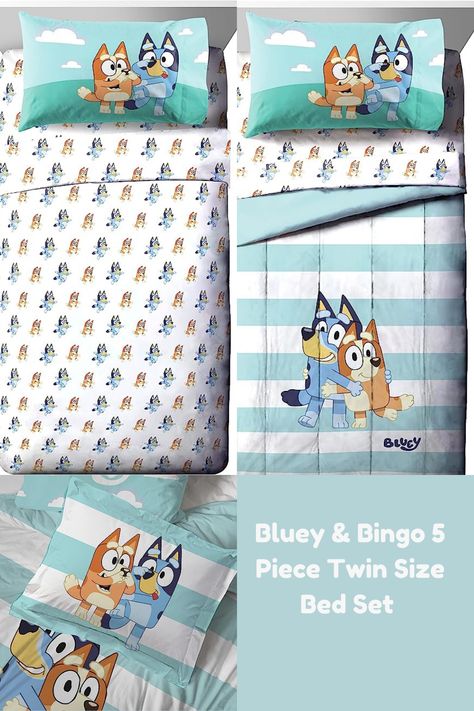 Includes Comforter & Sheet Set - Super Soft Kids Bedding Fade Resistant Microfiber (Official Bluey Product) Amazon affiliate Bluey Cartoon Room Decor, Bluey Themed Room Ideas, Bluey Kids Bedroom, Bluey Bedroom Girl, My Little Pony Birthday Party, Bday List, Little Pony Birthday Party, Twin Size Bed, Bluey Bingo