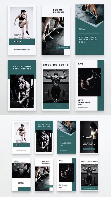 Gym & Fitness Instagram Stories Template PSD Personal Training Instagram Story, Rebranding Ideas, Graphic Design Inspiration Branding, Feed Layout, Gym Challenge, Instagram Stories Template, Instagram Training, Instagram Feed Planner, Coach Instagram