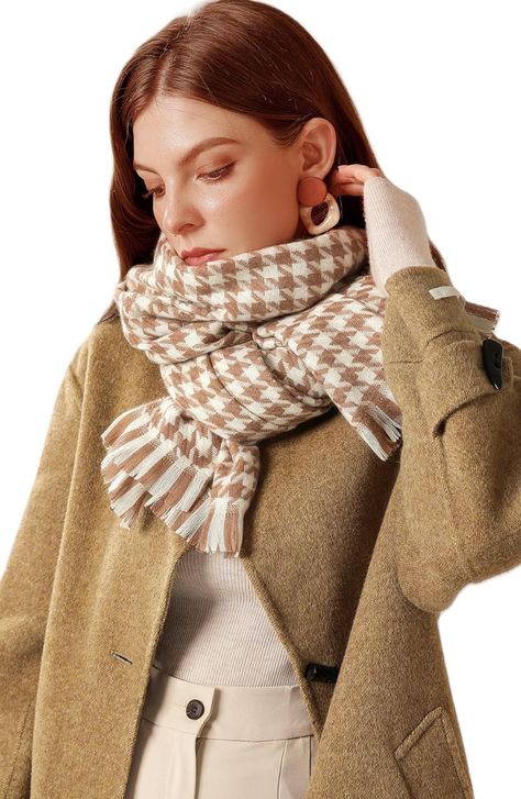 Amazon.com: Wander Agio WomenWinter Warm Scarf Large Shawl Large Scarves Cold Weather Thick Blanket Scarfs Houndstooth Green 6 : Everything Else Polo Sweaters Women, Elegant Scarves, Set Outfits, Coachella Outfit, Large Scarf, Houndstooth Pattern, Pashmina Scarf, Cotton Scarf, Harajuku Fashion