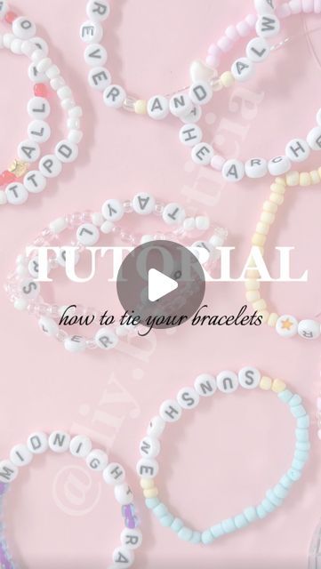 Friendship Bracelets How To Tie, How To Tie A Bead Bracelet, Tying Friendship Bracelets, How To Make Taylor Swift Bracelets, Swift Bracelet Ideas, How To Tie Beaded Bracelets, How To Tie Bracelets, How To Tie Friendship Bracelets, How To Make A Beaded Bracelet