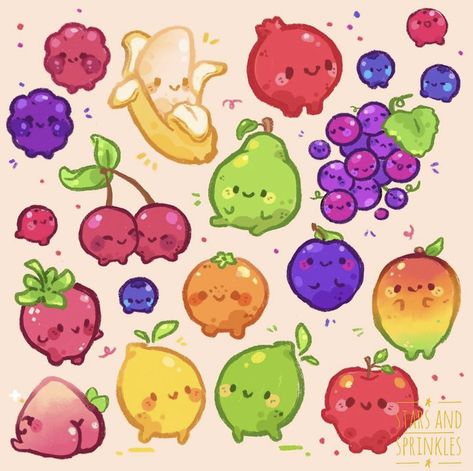 Fruit Doodle, Stuffed Pumpkin, 귀여운 음식 그림, Cute Easy Doodles, Cute Food Drawings, Halloween Drawings, Cute Doodles Drawings, Cute Kawaii Drawings, Cute Fruit