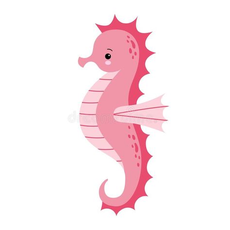 https://www.dreamstime.com/cute-cartoon-pink-sea-horse-isolated-seahorse-white-background-vector-illustration-kawaii-image138430053 Sea Horse Cartoon, Sea Horse Illustration, Sea Horse Drawing, Sea Horses Illustration, Seahorse Illustration, Seahorse Cartoon, Horse Cartoon, Pink Fish, Pink Sea