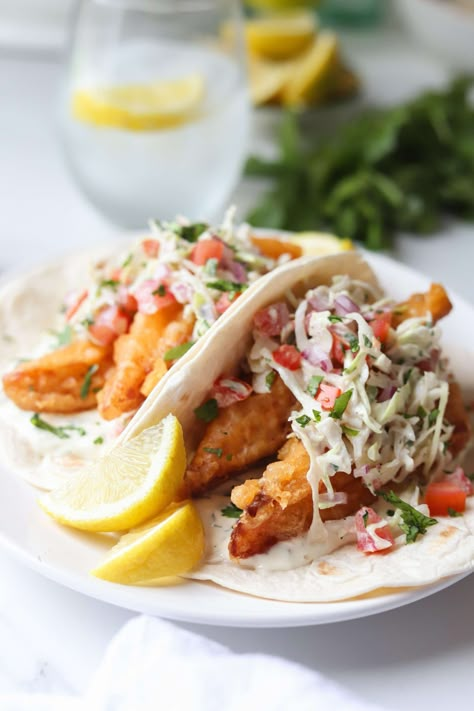 Crispy Fish Tacos - Espresso and Lime Crispy Salmon Tacos Recipe, California Fish Tacos, Authentic Fish Tacos, Basa Fish Tacos, Low Carb Fish Tacos, Fish Street Tacos Recipe, Seafood Tacos Recipes, Fish Tacos Fried, Breaded Fish Tacos