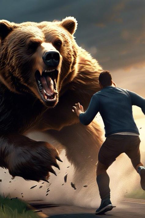 A man running taking a selfie with a bear chasing him to attack, intense and chaotic action, hyper-realistic, highly detailed, dynamic lighting, cinematic composition, 4k, octane render, by artgem and greg rutkowski https://apps.apple.com/us/app/genzart-ai-art-generator/id1669915100 Greg Rutkowski, Cinematic Composition, Bear Attack, Dynamic Lighting, Octane Render, Art Generator, Man Running, A Man, Tattoo Designs