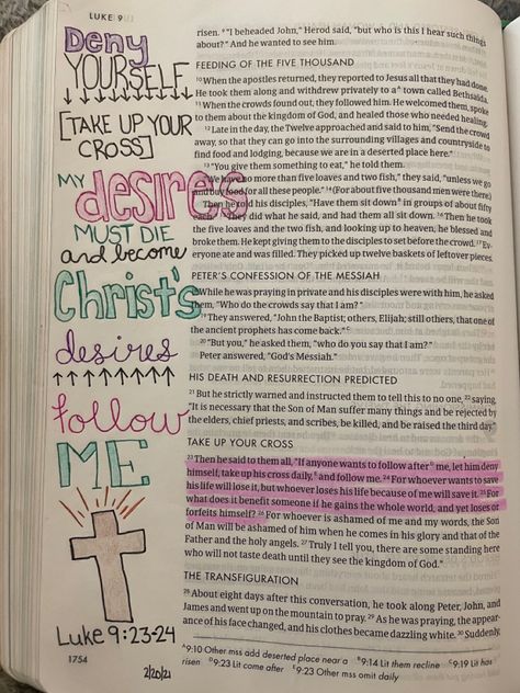 Luke 9:23-24 Bible Journaling, Luke 9 Bible Journaling, Luke Chapter 2 Bible Journaling, Luke Bible Journaling, Luke Chapter 1, Luke Chapter 2, Luke Bible, Bible Pic, Luke 8