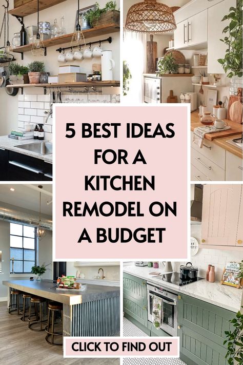 Want a stunning kitchen remodel design without spending a fortune? 💡 We’ve rounded up 5 of the best budget kitchen ideas to help you achieve the kitchen of your dreams! Click to discover them! ✨ How To Remodel A Kitchen On A Budget, Rental Kitchen Design, Kitchen Refurb On A Budget, Hallway Kitchen Remodel, Inexpensive Remodeling Ideas, Kitchen On A Budget Remodel, Kitchen Renovations On A Budget, Remodeled Kitchens On A Budget, Updating Kitchen On A Budget