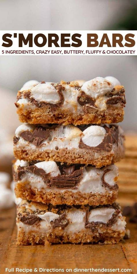 Easy S’mores Cookie Bars, Smores Squares, Baked Goods For A Crowd, Smores Dessert Bar, Star Desserts, Smores Bar Recipe, Baking Summer, Smores Bars, 5 Ingredient Desserts