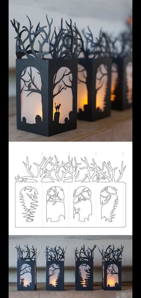 Halloween Kunst, Idee Cricut, Diy Halloween Decor, Instruções Origami, Halloween Party Diy, Kraf Diy, Woodworking Jigs, Halloween Paper, Origami Crafts