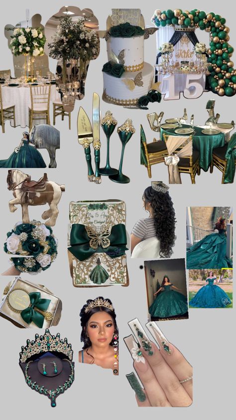 Enchanted Forest Theme Quinceanera, 15 Party Ideas Quinceanera, Emerald Green Quinceanera Theme, Quinceanera Flowers, Enchanted Forest Quinceanera Theme, Enchanted Forest Quinceanera, Green Quinceanera Theme, Quince Pictures, Sweet 15 Party Ideas Quinceanera