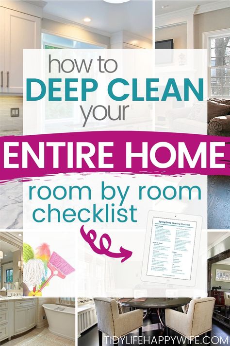 Deep Cleaning Room, Room By Room Checklist, How To Deep Clean Your House, Cleaning The Oven, Deep Clean Checklist, Deep Cleaning Lists, Deep Clean Kitchen, Deep Cleaning House Checklist, Spring Cleaning List