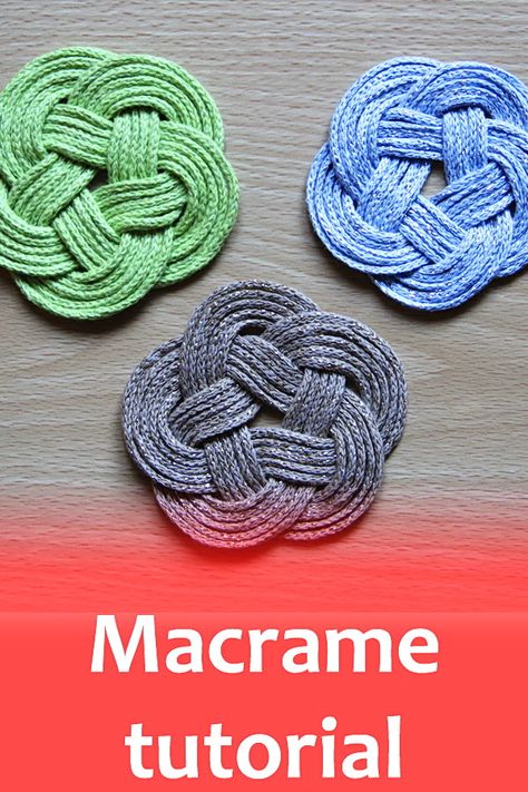 Macrame Coasters Tutorial, Coaster Macrame, Celtic Knot Tutorial, Round Macrame, Simpul Makrame, Macrame Coasters, Macrame Crafts, Tutorial Macramé, Free Macrame Patterns