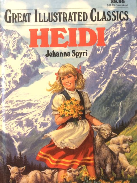 Heidi by Johanna Spyri....Vintage Children's Book......Illustrated Book...Swiss Alps Story Johanna Spyri, Chapter Books, Comic Book Cover, Books