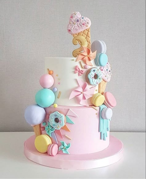 Two Sweet Birthday Theme, Candyland Theme Cake, Reese Cake, Sweet Birthday Theme, Candy Land Cake, Ice Cream Birthday Party Theme, Sweet Birthday Cake, Two Sweet Birthday, Doughnut Party