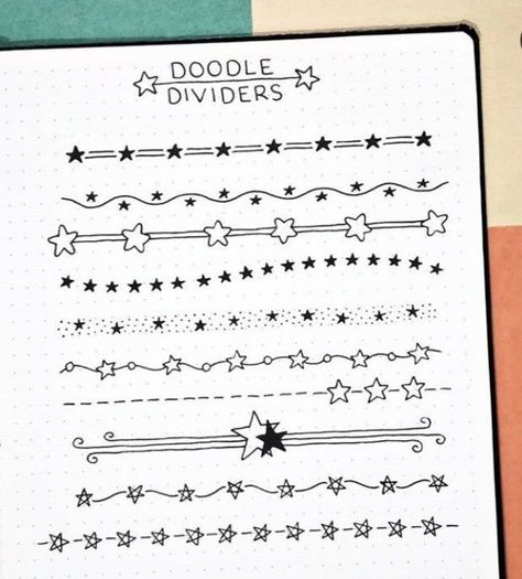 Doodle Dividers, Journal Dividers, Bullet Journal Dividers, Penanda Buku, Doodle Borders, Bullet Journal Ideas Templates, Journal Inspiration Writing, Journal Design Ideas, Bullet Journal Design