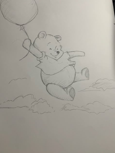 Winnie The Pooh Pencil Drawing, Winnie The Pooh Characters Drawings, Winnie The Pooh Sketches, Drawing Winnie The Pooh, Scrapbook For Bf, Winnie The Pooh Drawings, Winnie The Pooh Sketch, Pooh Sketch, Sketch Ideas For Beginners