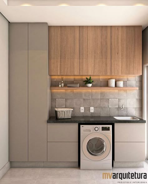 Laundry In Kitchen, Stylish Laundry Room, Laundry Room Flooring, Laundry Room Wallpaper, Laundry Room Closet, Laundry Room Layouts, Laundry Room Renovation, Laundry Room Shelves, Laundry Design