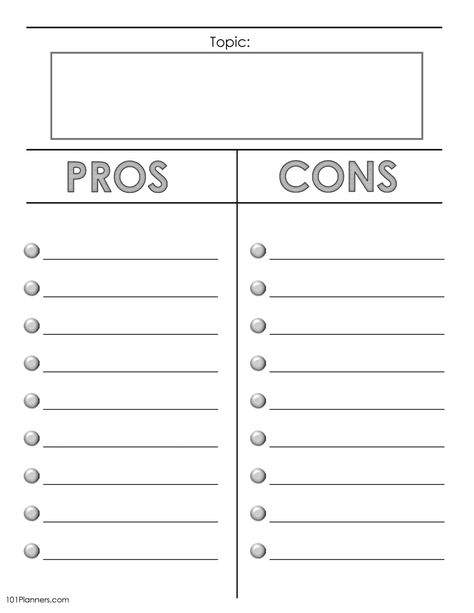 Pros and Cons List | Online or Editable and Printable Pros And Cons Template, Pro And Cons List, Pros And Cons List Template, Best Presentation Templates, Pros And Cons List, Study Things, Real Estate Contract, Recovery Coach, House Buying