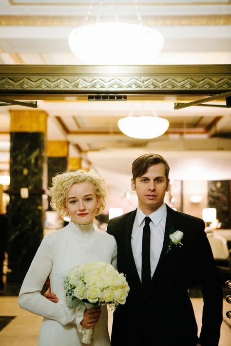 Actress Julia Garner Planned the Ideal New York City Hall Wedding | Vogue Ny Courthouse Wedding, Ny City Hall Wedding, Courthouse Wedding Hair, City Hall Wedding Dress Civil Ceremony, Civil Ceremony Outfit, City Hall Wedding Outfit, City Hall Bride, Nyc City Hall Wedding, City Hall Wedding Dress