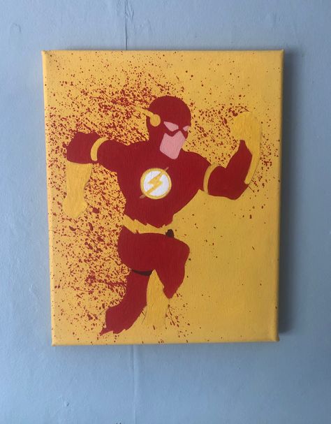 Flash Painting Canvases, The Flash Painting Ideas, The Flash Painting, Flash Painting, Disney Painting, Disney Paintings, Silhouette Painting, Painting Canvases, Canvas Painting Tutorials