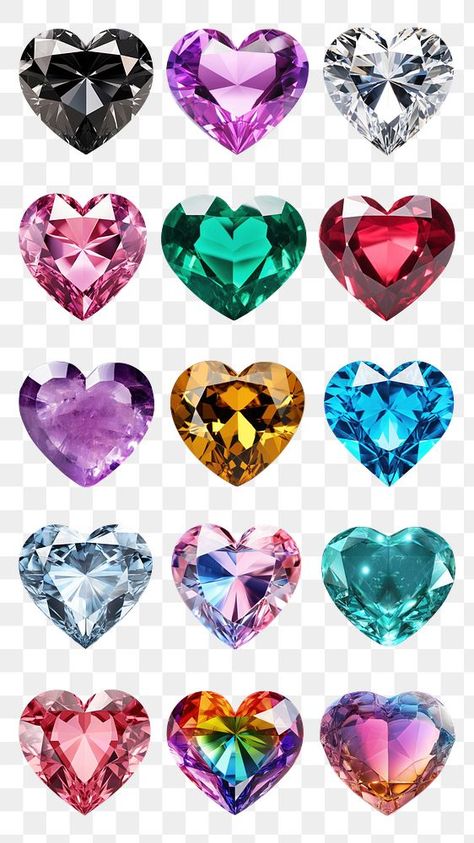 Crystals And Gemstones Drawing, Heart Shaped Gemstones, Transparent Background Icons, Diamond Png, Crystals Art Drawing, Transparent Icons, Canva Background, Love Elements, Clear Phone Case Design