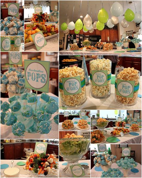 For the food:  We did things with the word "pop" in it...marshmallow pops, rice krispie pops, fruit pops, veggie pops, sandwich pops, popcor... She's About To Pop, Spring Baby Shower Themes, About To Pop, Pop Baby Showers, Boy Baby Shower Ideas, Having A Baby Boy, Spring Baby Shower, Fiesta Baby Shower