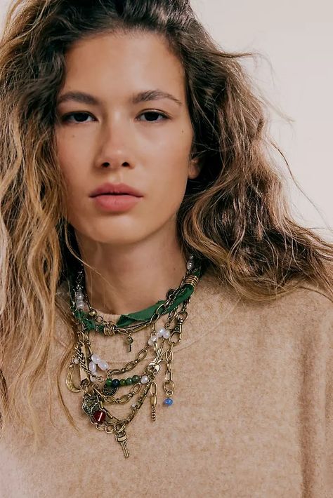 Necklaces for Women | Free People UK Winter Jewelry Trends, Necklaces Evil Eye, Necklaces Summer, Eclectic Necklace, Summer Necklaces, Short Necklaces, Layered Style, Jewelry Editorial, Free People Jewelry