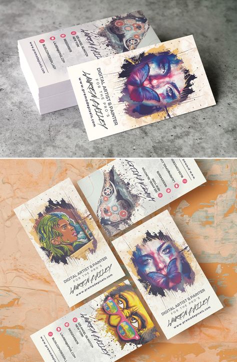 Artist Business Card Ideas, Art Business Cards Ideas, Business Card Ideas For Artists, Business Card For Artist, Artist Cards Business, Artsy Business Cards, Art Business Cards Creative, Cool Business Cards Creative, Artist Visiting Card