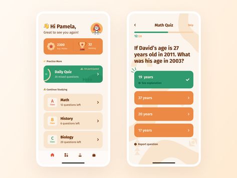 Educational Quiz App - v1 by Erdem Apps Layout, English App, Trivia App, Survey Design, Fun Trivia Questions, App Design Layout, Quiz Design, Mobile App Design Inspiration, App Interface Design