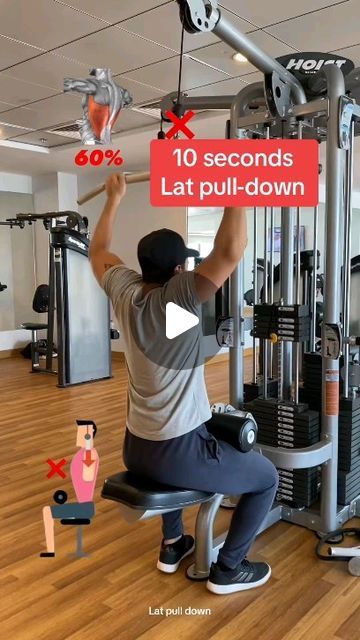 Gym | Fitness on Instagram: "How to do lat pulldown correctly ✅ Follow @gymfit.tips for daily gym/fitness tips🔥 (Collaboration DM📥) Credits🎥:@marvekfit . . . . . . #latpulldown #latpulldowns #latpulldownsgiveyouwings #latpulldownmachine #latpulldownvariation #back #backworkout #backexercise #backexercises #backworkouts #backworkouttips #backworkoutvideo #gymfitness #gymvideos #gymtips #gymadvice #gym #gymworkout #fitnessgym #fitness" Lat Pulldowns, Back Day Workout, Workout Gym Routine, Gym Workout Guide, Gym Workout Plan For Women, Belly Workout Challenge, Lat Pulldown, Breast Workout, Wednesday Workout